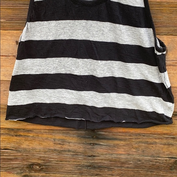 rag & bone Black and Gray Striped Crop Top - Picture 3 of 4